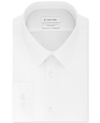 Camisa social Calvin Klein masculina extra slim fit, elástica, sem rugas, lisa, branca, tamanho 15,5 x 32-33