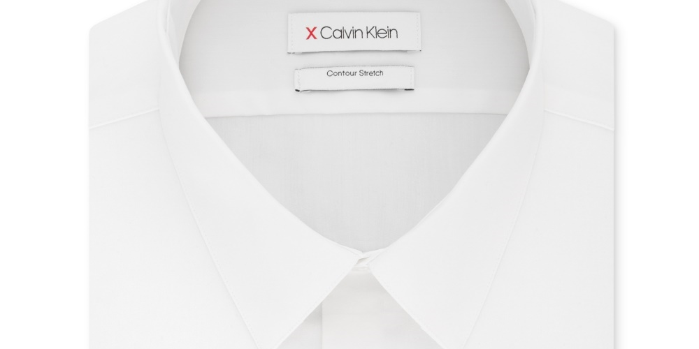 Camisa social Calvin Klein masculina extra slim fit, elástica, sem rugas, lisa, branca, tamanho 15,5 x 32-33