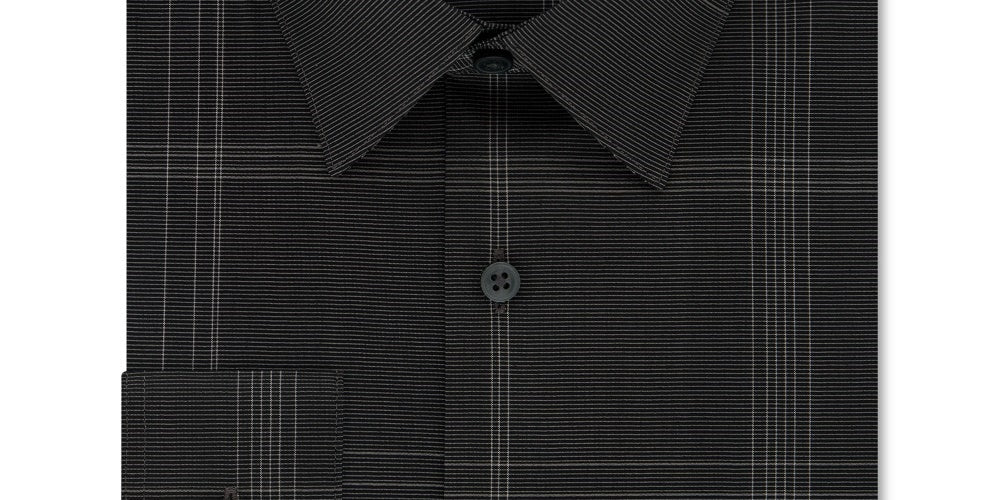 Camisa social masculina Calvin Klein Infinite Slim Fit, xadrez, elástica, sem passar, cinza, tamanho 15,5 x 32 x 33