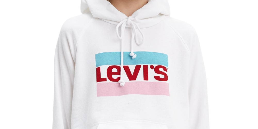 Moletom com capuz esportivo gráfico feminino Levi's, branco, tamanho pequeno