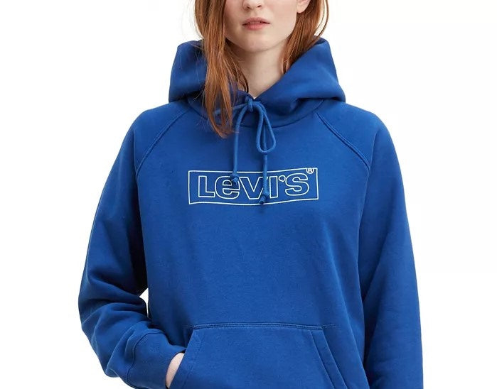 Moletom com capuz esportivo gráfico feminino Levi's azul-marinho tamanho GG