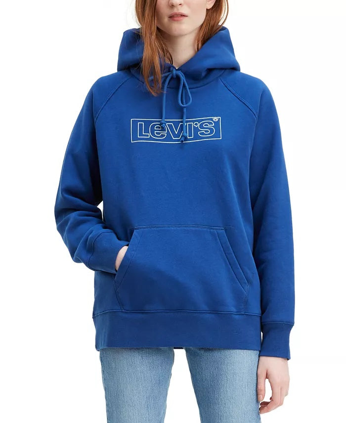 Moletom com capuz esportivo gráfico feminino Levi's azul-marinho tamanho XX-G
