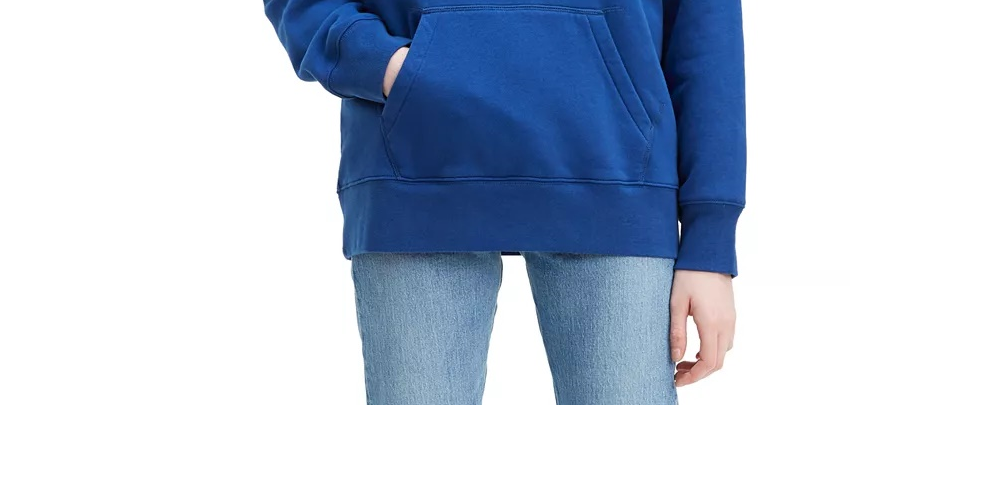 Moletom com capuz esportivo gráfico feminino Levi's azul-marinho tamanho XX-G