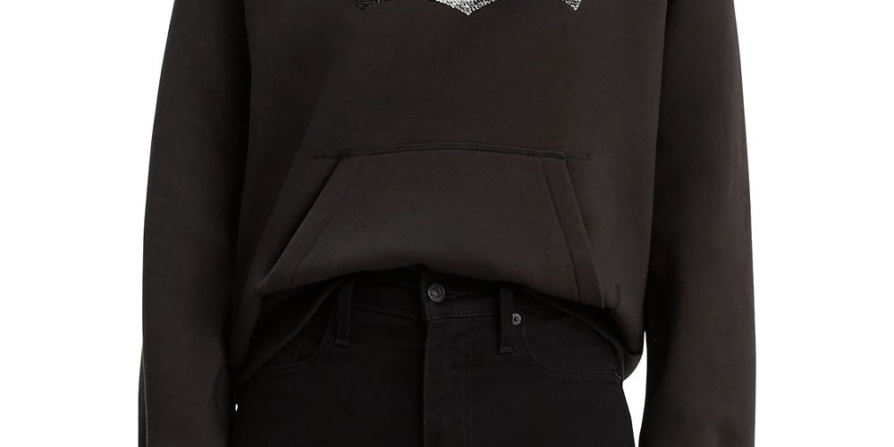 Moletom com capuz esportivo feminino Levi's com estampa de lantejoulas, preto, tamanho médio