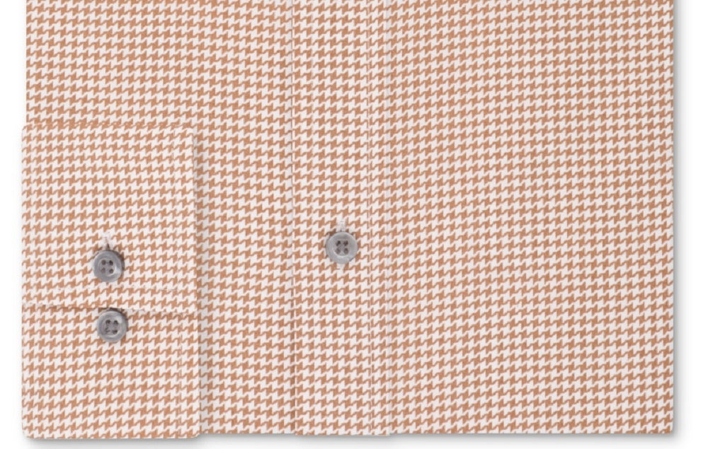 Camisa social masculina Sean John Classic/Regular Fit marrom estampada, tamanho bege 15x32-33