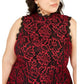 Vestido Plus Size City Studios Juniors com Renda e Flare Vermelho Tamanho 16 W
