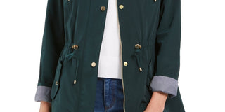 Jaqueta anoraque feminina resistente à água com capuz Charter Club, verde, tamanho pequeno