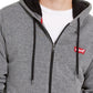 Moletom com capuz Levi's masculino com forro de lã e zíper frontal, cinza, tamanho pequeno
