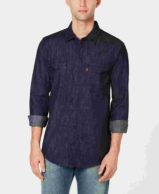 Levi's Men's Matthew New Western Denim Shirt Bright Blue Size Small