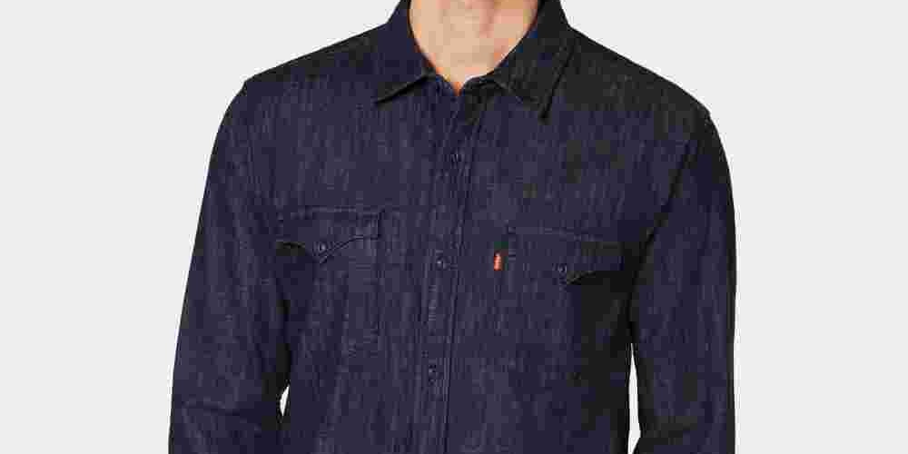 Camisa jeans Levi's Matthew New Western masculina, azul brilhante, tamanho pequeno