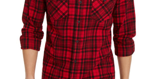 Camisa de flanela xadrez masculina Levi's vermelha tamanho médio