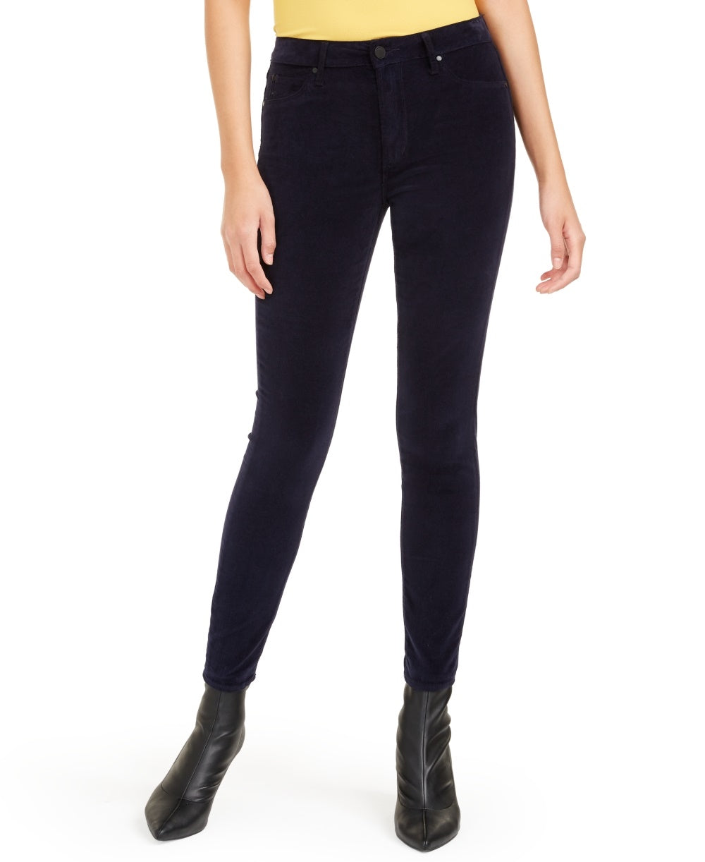 Jeans Hilary Velvet de cintura alta feminino, tamanho 26, azul