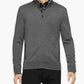 Suéter Calvin Klein Masculino de Lã Merino com Zíper Completo Cinza Tamanho Grande