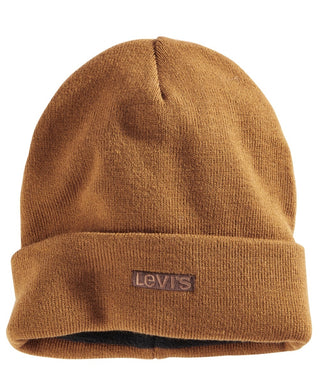 Levi's Men's Cuff Beanie With Tonal Embroidery Beige Size Regular