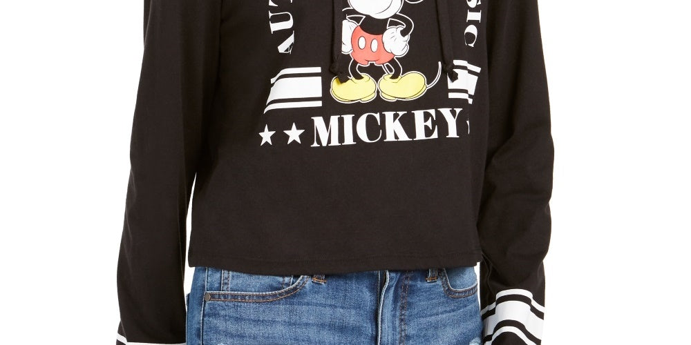 Moletom com capuz estampado Mickey Mouse da Disney Junior, preto, tamanho médio