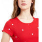 Camiseta Love Tribe Junior com estampa de coração e borda de alface, vermelha, tamanho X-S