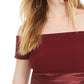 Vestido de coquetel curto evasê feminino B Darlin, manga curta, ombro de fora, tamanho 0, vinho
