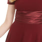 Vestido de coquetel curto evasê feminino B Darlin, manga curta, ombro de fora, tamanho 0, vinho