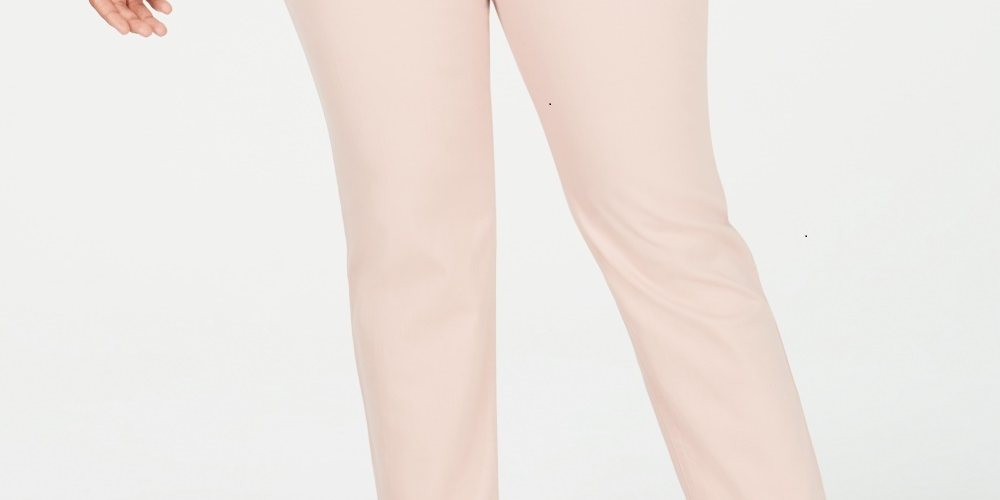 Jeans feminino plus size de cintura alta e perna justa, estilo &amp; co, rosa, tamanho pequeno pequeno