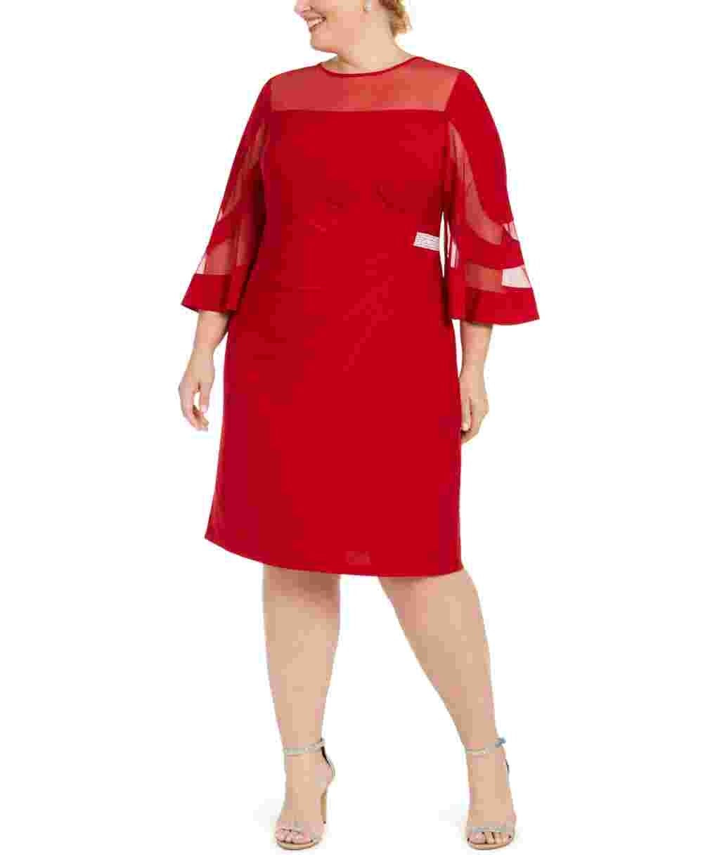 Vestido transparente feminino R &amp; M Richards vermelho tamanho 18W