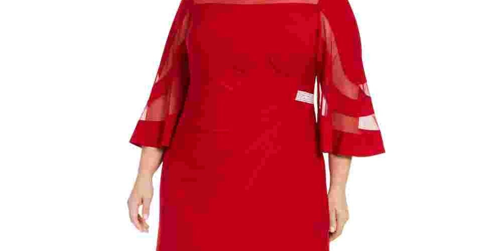 Vestido transparente feminino R &amp; M Richards vermelho tamanho 18W