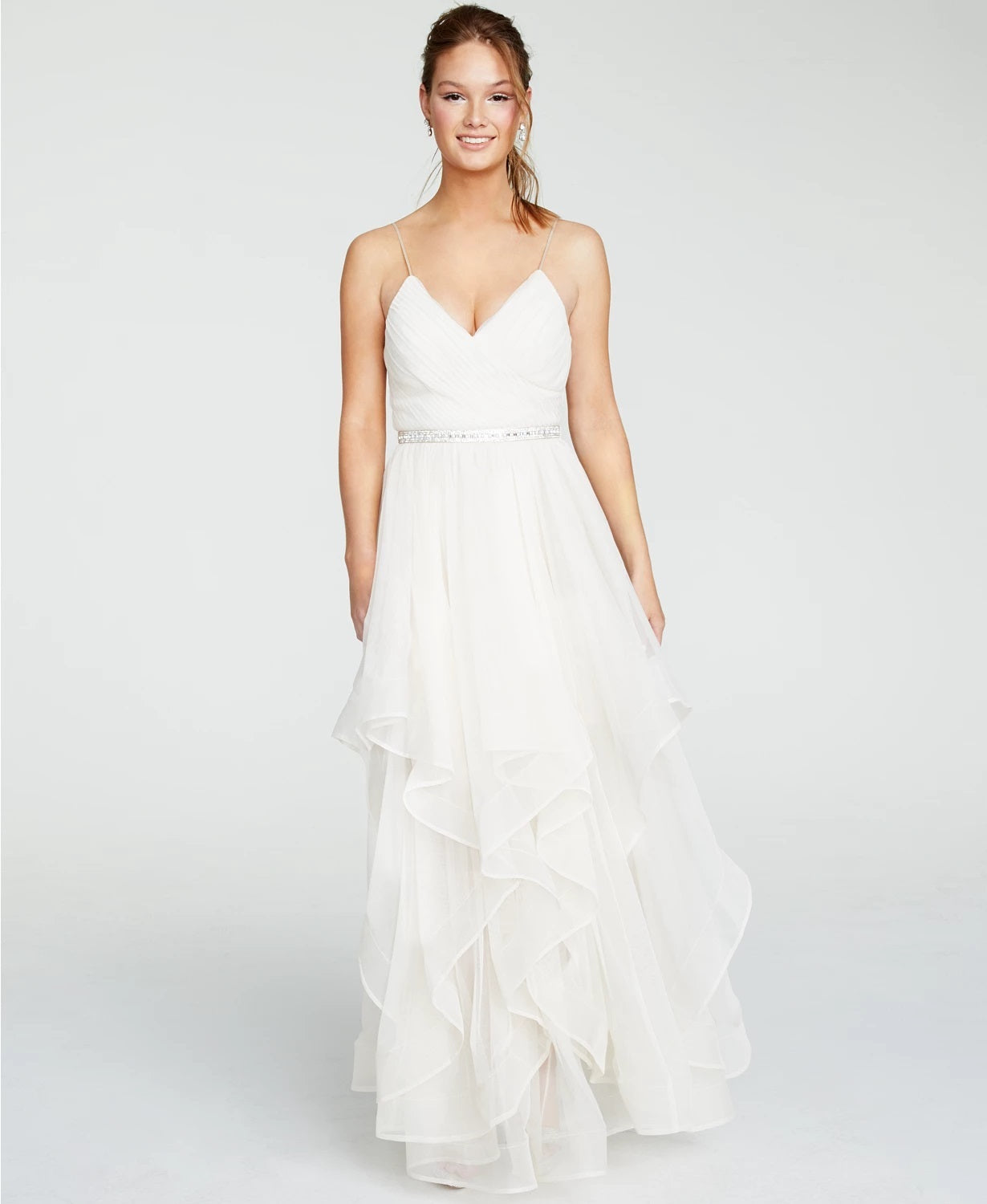 Vestido infantil com cinto e strass e corações de lantejoulas, tamanho 15, marfim