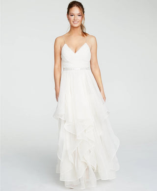 Vestido infantil com cinto e strass e corações de lantejoulas, tamanho 15, marfim