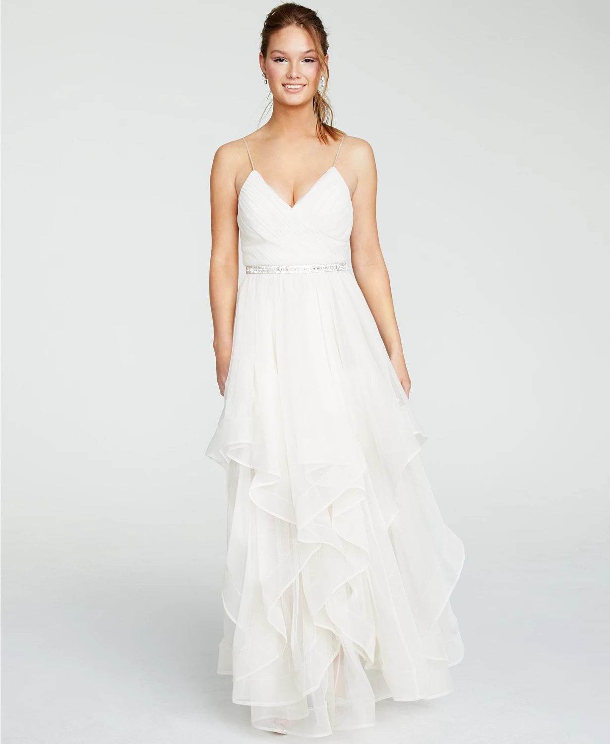 Vestido infantil com lantejoulas e cinto de strass, tamanho 3, branco