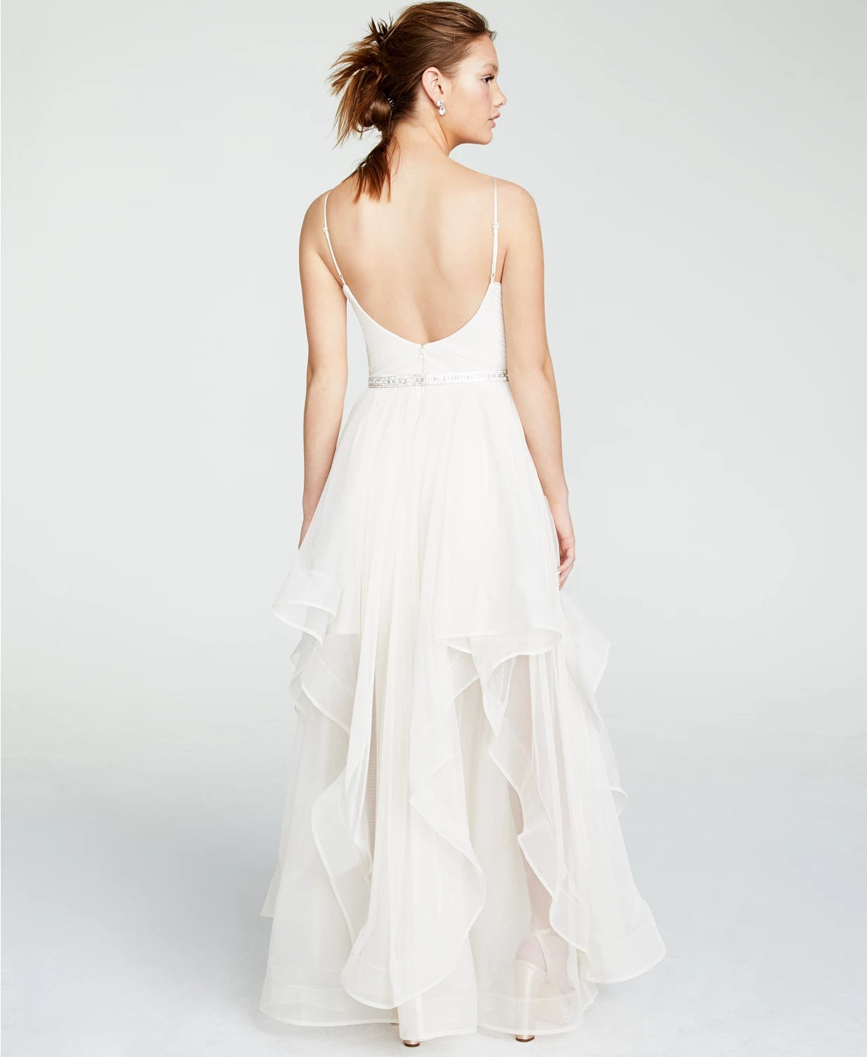 Vestido infantil com lantejoulas e cinto de strass, tamanho 3, branco