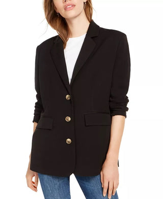 Blazer feminino oversized de manga comprida Kit &amp; Sky, preto, tamanho pequeno