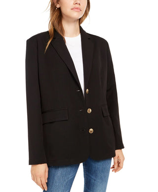 Blazer feminino oversized de manga comprida Kit &amp; Sky, preto, tamanho pequeno