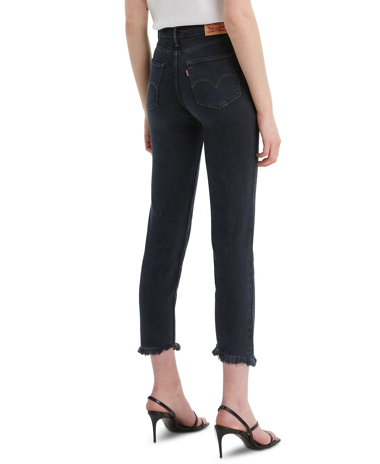 Calça jeans Levi's 724 Raw-Hem Cropped de perna reta, feminina, azul, tamanho 32