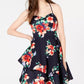 Vestido infantil com babados duplos e estampa floral de lantejoulas e corações, tamanho 5, vermelho