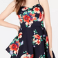 Vestido infantil com babados duplos e estampa floral de lantejoulas e corações, tamanho 5, vermelho