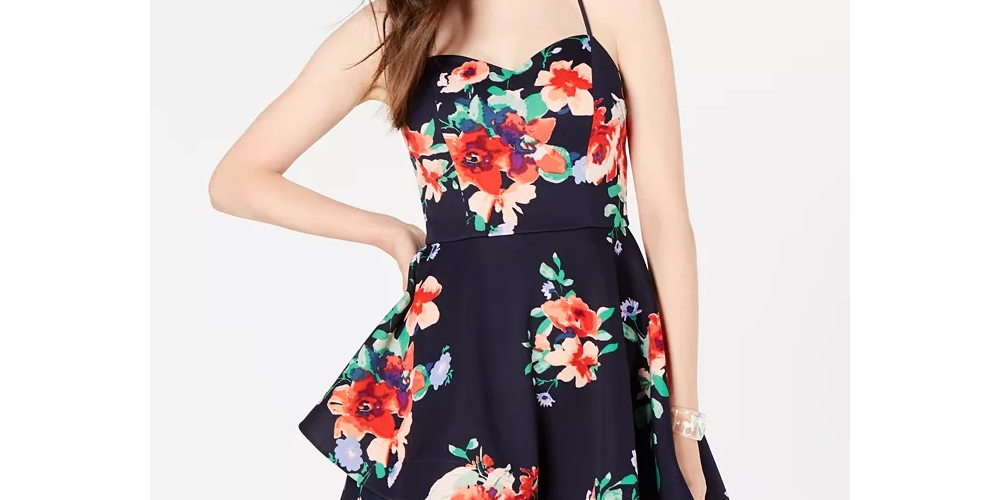 Vestido infantil com babados duplos e estampa floral de lantejoulas e corações, tamanho 5, vermelho