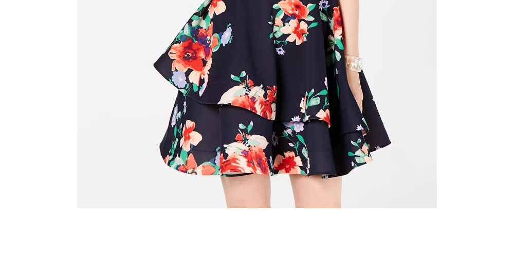 Vestido infantil com babados duplos e estampa floral de lantejoulas e corações, tamanho 5, vermelho