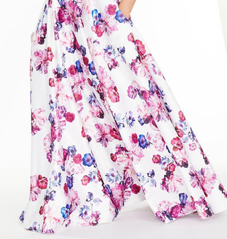 Vestido infantil City Studios com estampa floral e renda nas costas, tamanho 5, branco