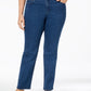 Calça jeans feminina plus size e petite plus size Lexington Tummy-Control com perna reta, tamanho 24W, azul