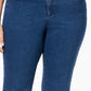 Calça jeans feminina plus size e petite plus size Lexington Tummy-Control com perna reta, tamanho 24W, azul