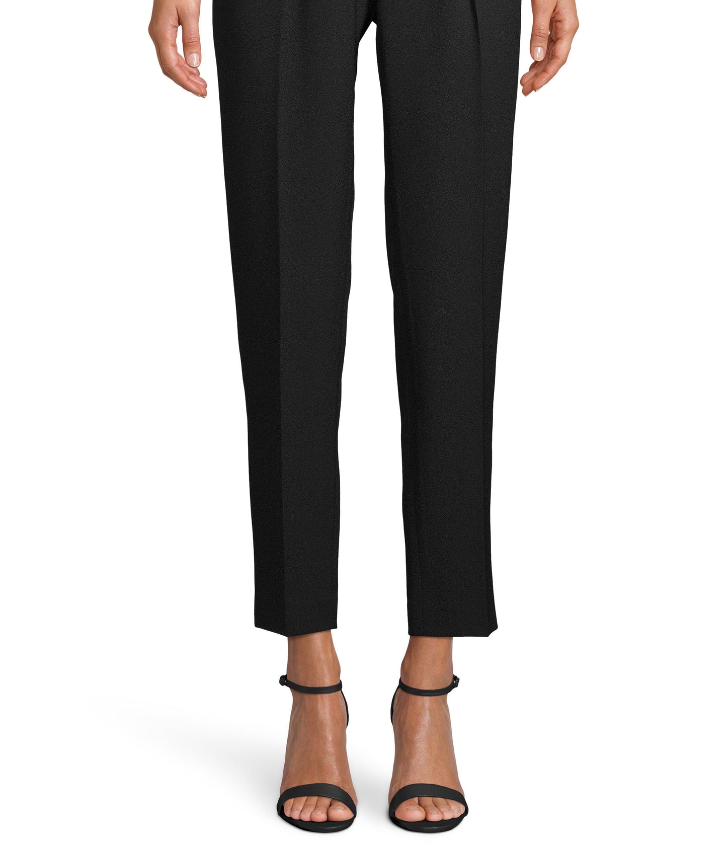 Calça feminina Anne Klein com pregas frontais e bolsos frontais, preta, tamanho P