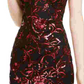 Vestido de coquetel curto com estampa de lantejoulas e decote em V, sem mangas, preto e vermelho, tamanho 7, para mulheres