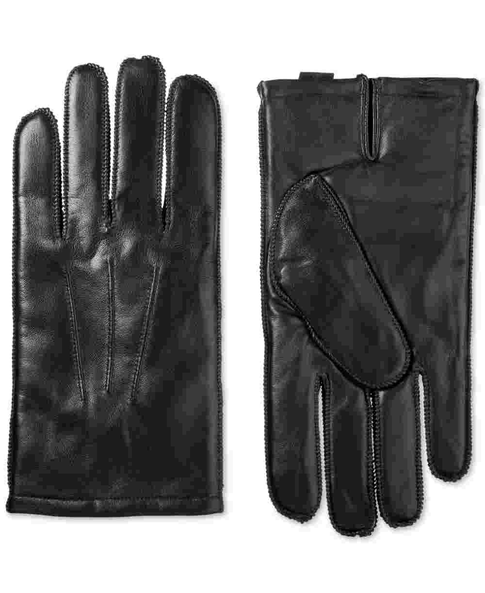 Luvas de couro Thermaflex masculinas Isotoner Signature, pretas, tamanho médio