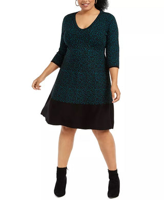Vestido suéter plus size com estampa animal da Taylor Women's, verde, tamanho extra grande