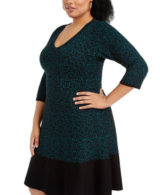 Vestido suéter plus size com estampa animal da Taylor Women's, verde, tamanho extra grande