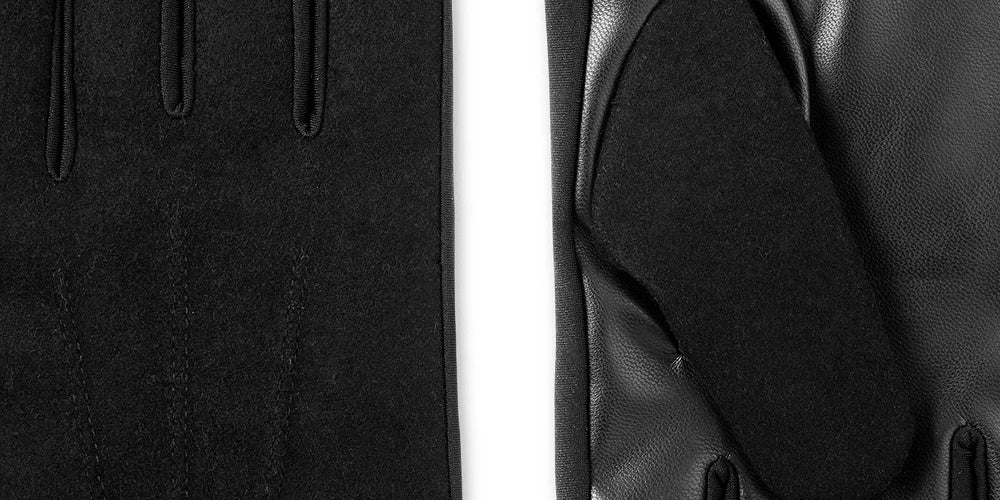 Luvas de condução Isotoner Signature Sleek Heat Wool Blend de couro sintético para homem, pretas, tamanho médio