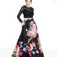 Vestido infantil B Darlin Junior com 2 peças de renda e estampa floral, preto, tamanho 9-10