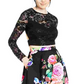 Vestido infantil B Darlin Junior com 2 peças de renda e estampa floral, preto, tamanho 9-10