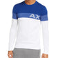 Suéter masculino Armani Exchange Regular Fit Colorblocked com listras e logotipo, branco, tamanho GG