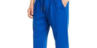 Calça de moletom Armani Exchange masculina, atlética, reta, plissada, com estampa de logotipo, azul, tamanho XX-G