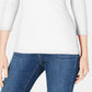 Blusa feminina com decote em V INC International Concepts, branca, tamanho pequeno médio